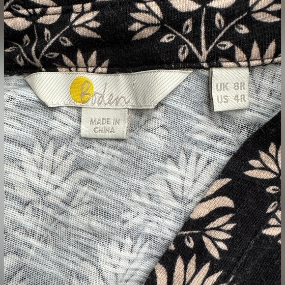 Boden Button Jersey Mini Tea Dress in Black Passion Stamp Size 4R - Picture 12 of 16